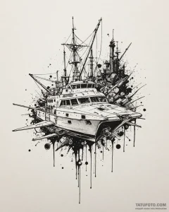 A trash polka composition of the swordfish ii... - эскиз тату (№1752998965_0, 20.07.2025 08:09) — Tatufoto.com