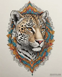 Leopard, artistic tattoo sketch, vibrant colo... - эскиз тату (№1752999135_0, 20.07.2025 08:12) — Tatufoto.com