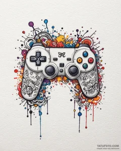 Tattoo sketch a game controller with tribal p... - эскиз тату (№1752999387_0, 20.07.2025 08:16) — Tatufoto.com