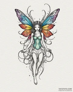 Fairy, concept art for tattoo, on a clean whi... - эскиз тату (№1752999471_0, 20.07.2025 08:17) — Tatufoto.com