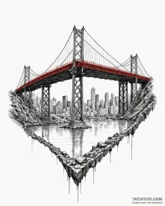 A view of a bridge from directly underneath,... - эскиз тату (№1752999556_0, 20.07.2025 08:19) — Tatufoto.com