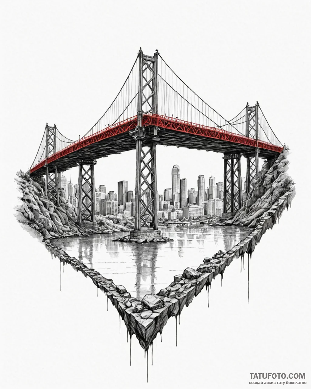 A view of a bridge from directly underneath,… — эскиз тату (№1752999556_0, 20.07.2025 08:19) — Tatufoto.com