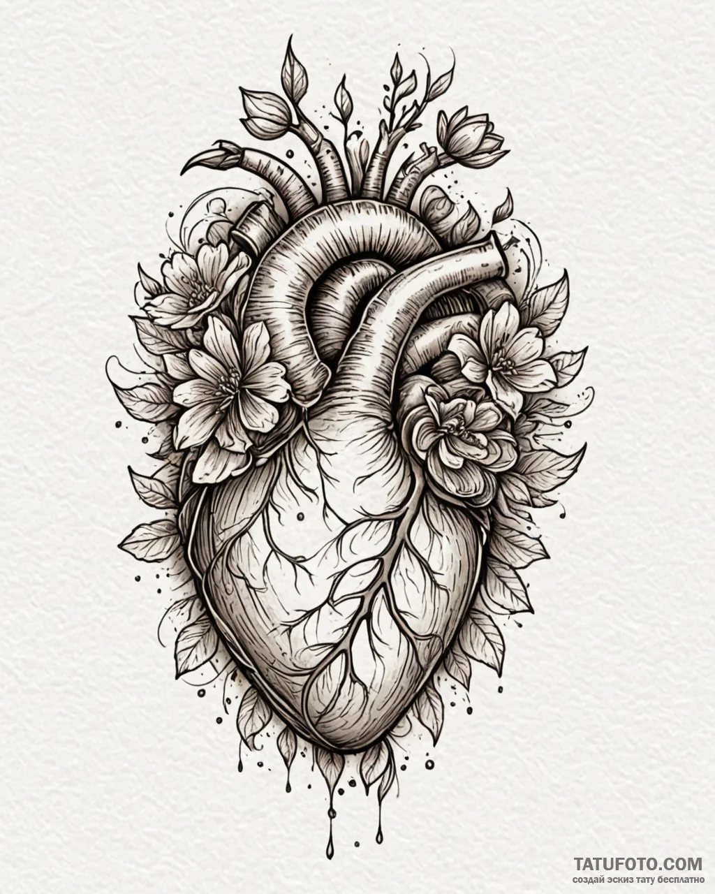 Tattoo sketch a delicate flower blooming from… — эскиз тату (№1752999726_0, 20.07.2025 08:22) — Tatufoto.com