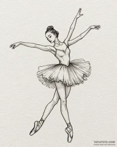 Ballerina, ink illustration for tattoo, muted... - эскиз тату (№1752999894_0, 20.07.2025 08:24) — Tatufoto.com