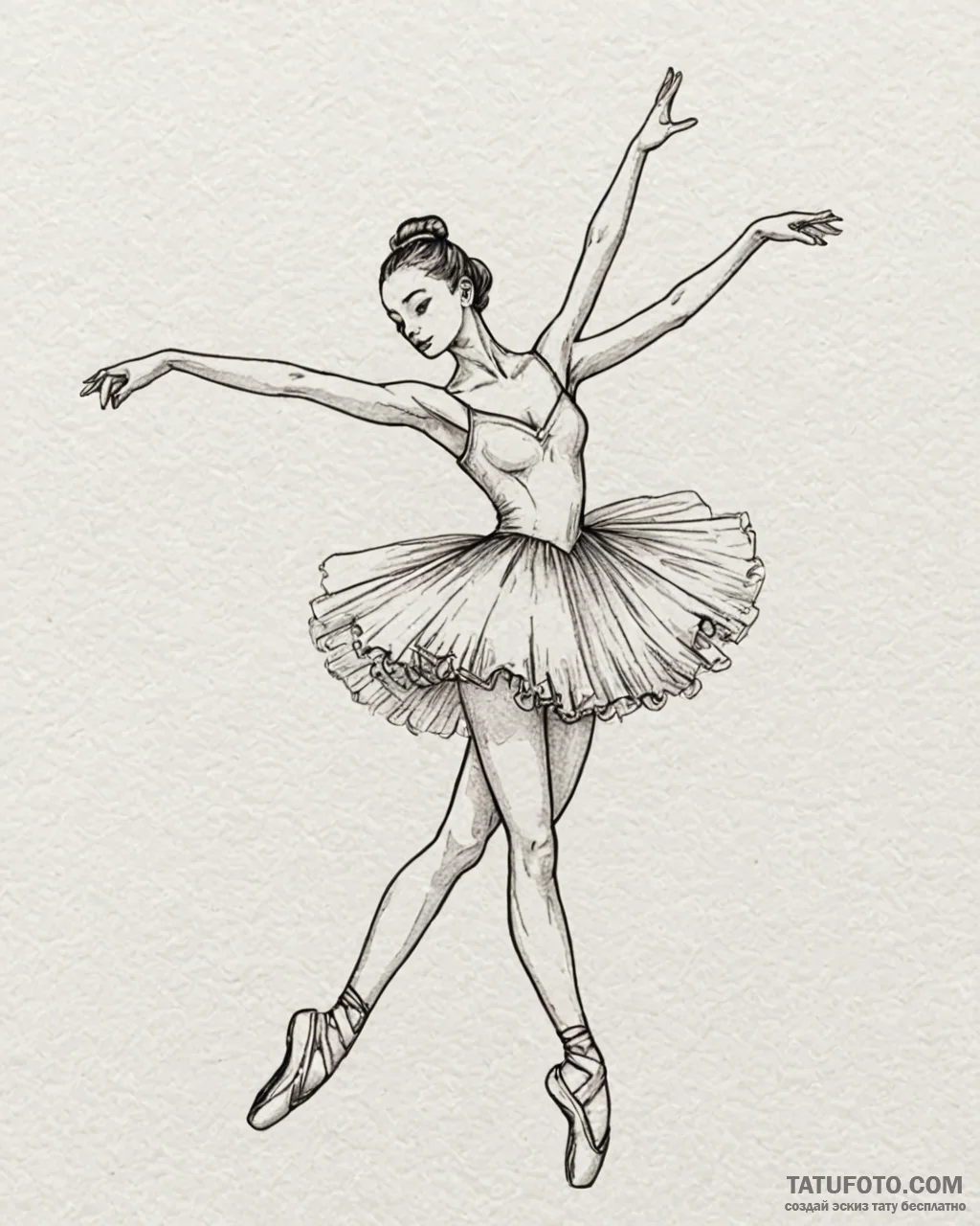 Ballerina, ink illustration for tattoo, muted... - эскиз тату (№1752999894_0, 20.07.2025 08:24) — Tatufoto.com