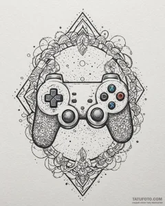 Tattoo sketch a game controller with tribal p... - эскиз тату (№1753000231_0, 20.07.2025 08:30) — Tatufoto.com