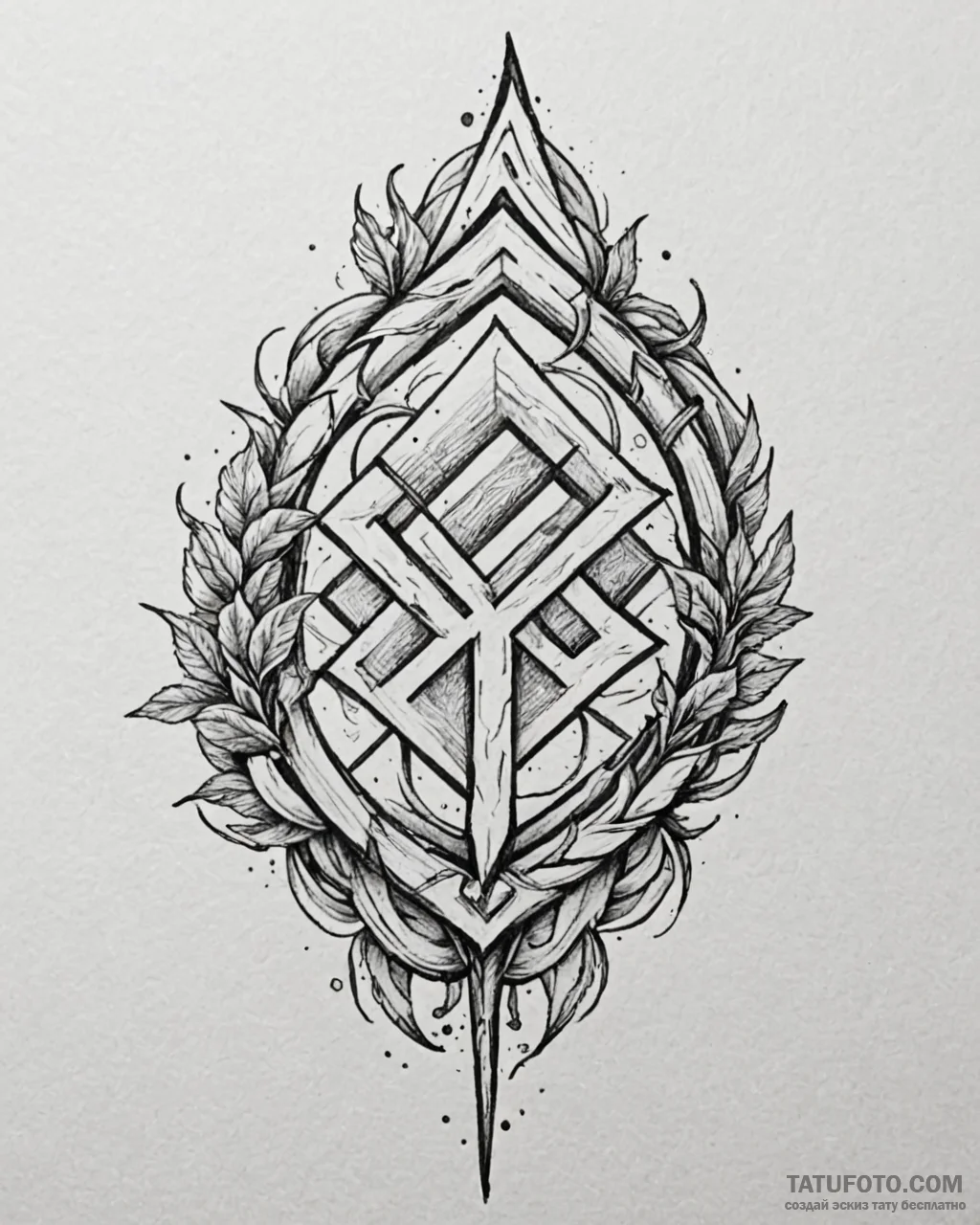 100. tattoo sketch: "bereginya" rune as a gua... - эскиз тату (№1753001076_0, 20.07.2025 08:44) — Tatufoto.com