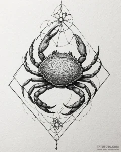 Tattoo design a cancer crab, with a small cha... - эскиз тату (№1753001837_0, 20.07.2025 08:57) — Tatufoto.com