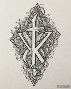 95. tattoo sketch: "vetar" rune surrounded by... - эскиз тату (№1753002261_0, 20.07.2025 09:04) — Tatufoto.com