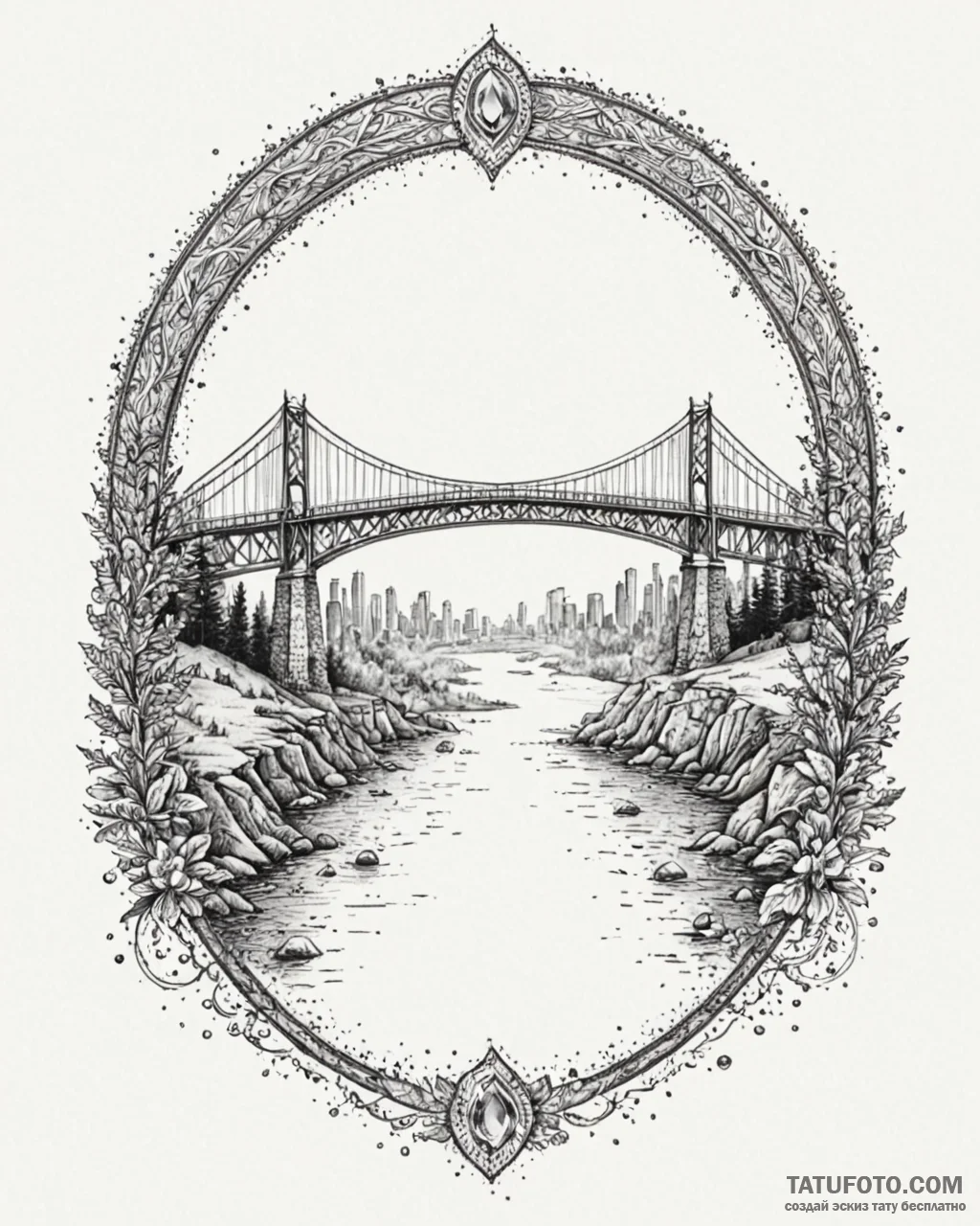 Tattoo sketch a well-defined bridge arch, sym… — эскиз тату (№1753002430_0, 20.07.2025 09:07) — Tatufoto.com