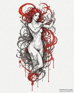 Tattoo sketch a vibrant watercolor splash of... - эскиз тату (№1753002514_0, 20.07.2025 09:08) — Tatufoto.com