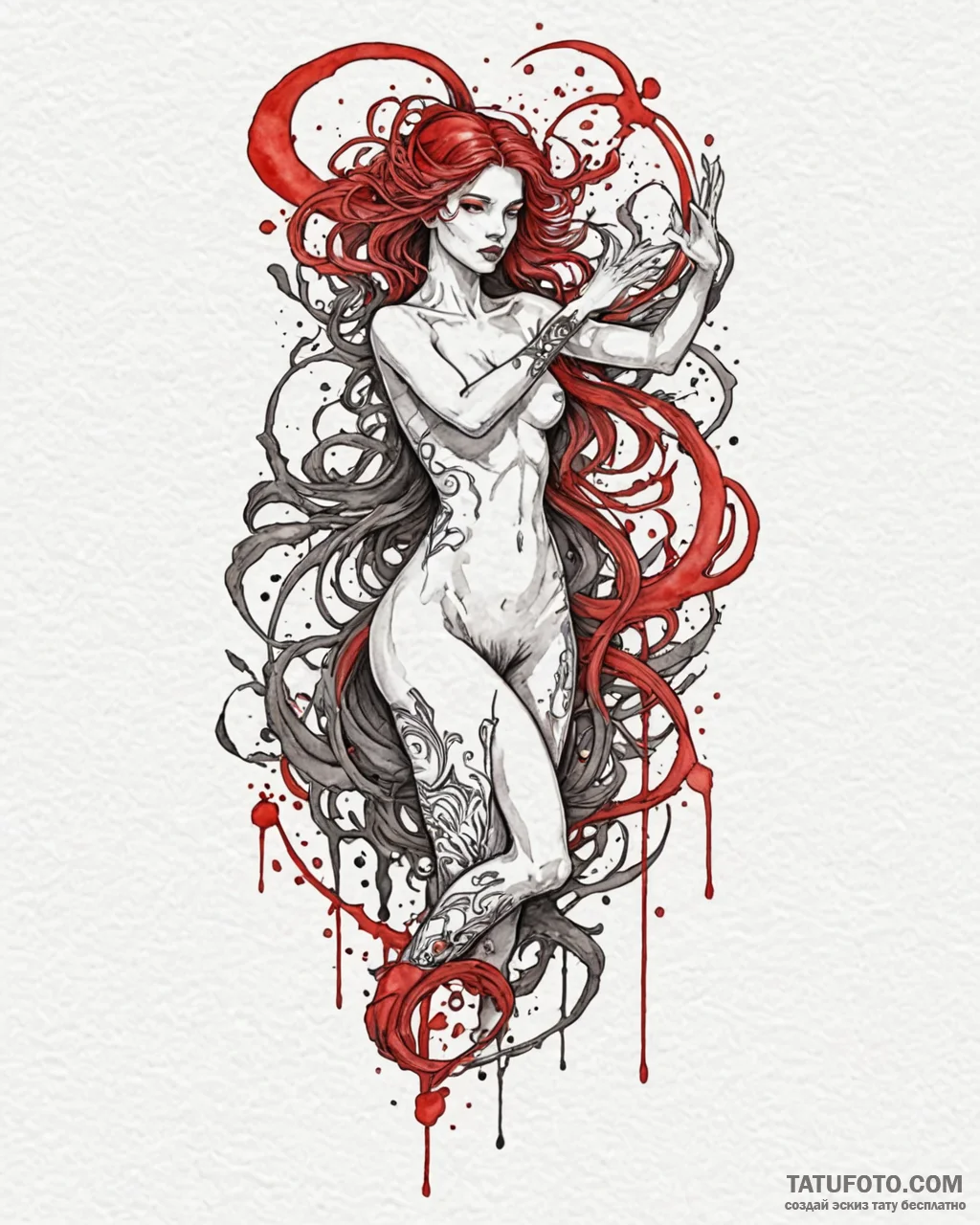 Tattoo sketch a vibrant watercolor splash of... - эскиз тату (№1753002514_0, 20.07.2025 09:08) — Tatufoto.com