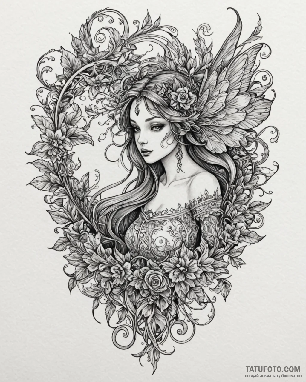 фэнтези, сказки и мифология, tattoo flash she… — эскиз тату (№1753003190_0, 20.07.2025 09:19) — Tatufoto.com