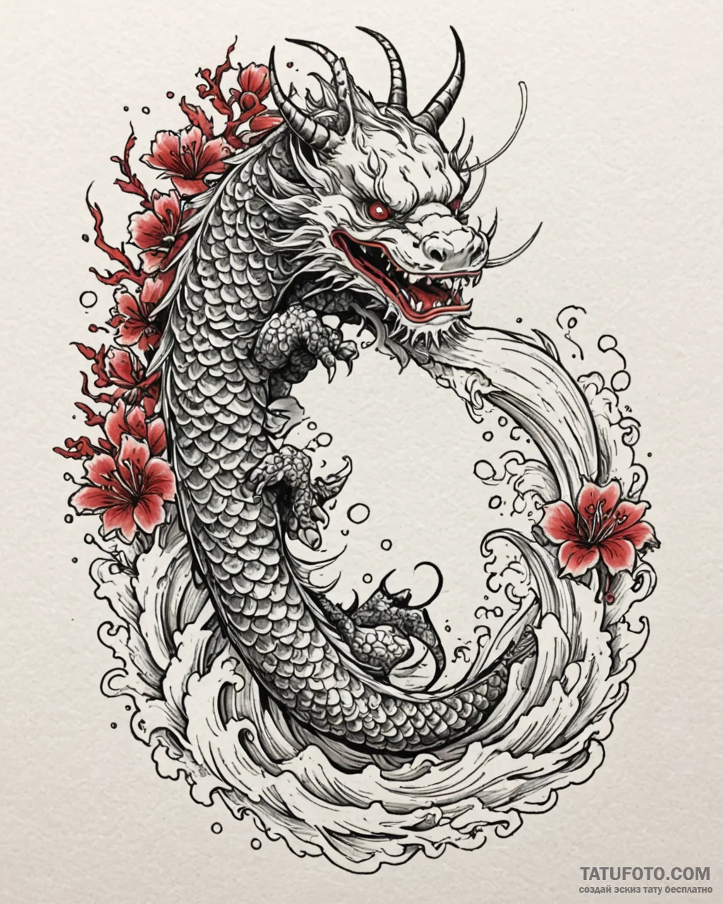 Rainbow, artistic tattoo sketch, irezumi japa... - эскиз тату (№1753003444_0, 20.07.2025 09:24) — Tatufoto.com