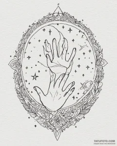 Tattoo sketch: a stylized woman's hands weavi... - эскиз тату (№1753004203_0, 20.07.2025 09:36) — Tatufoto.com