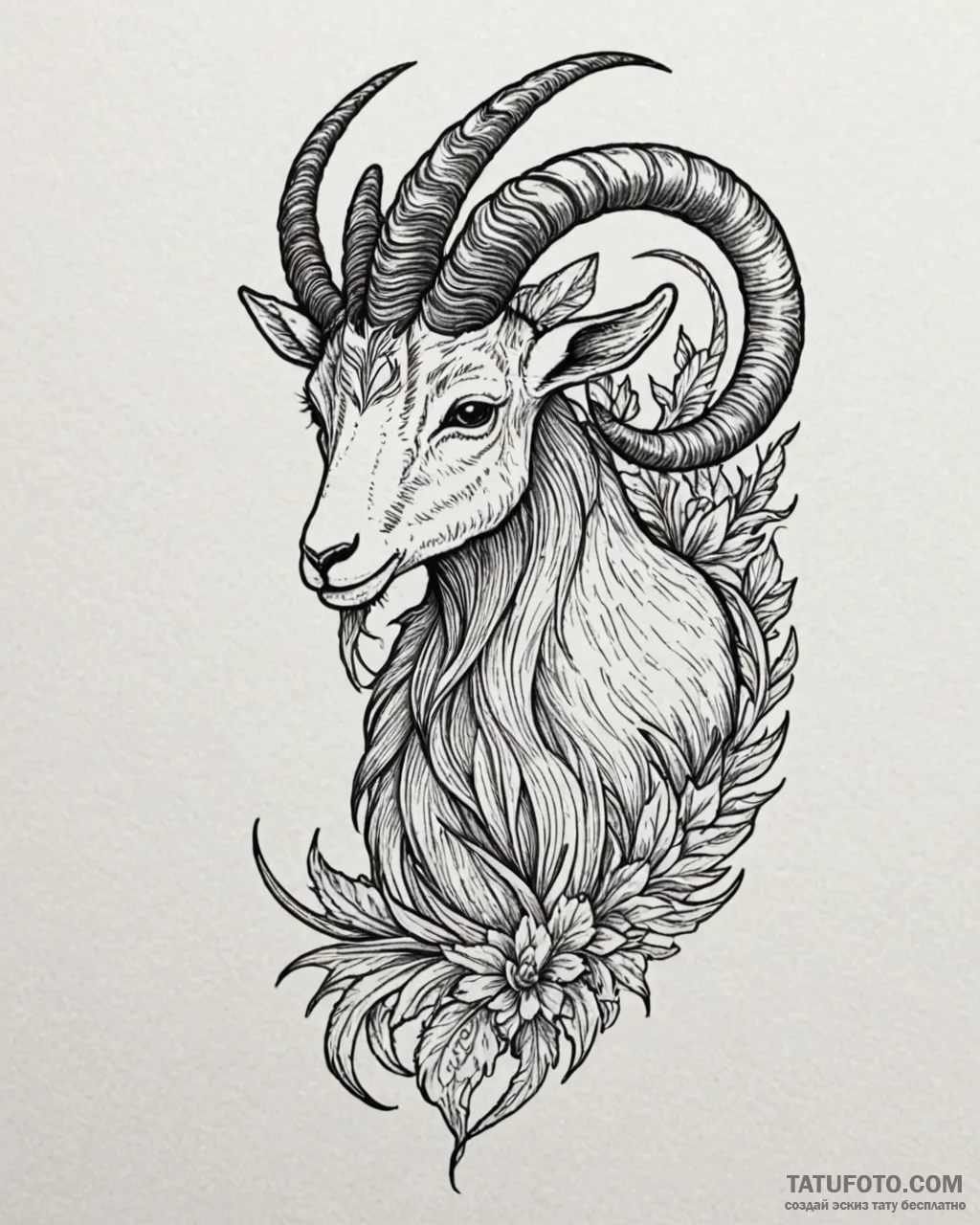 Tattoo design a capricorn goat-fish, with the... - эскиз тату (№1753004373_0, 20.07.2025 09:39) — Tatufoto.com