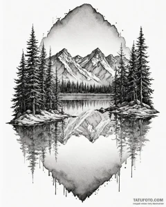 A serene, mirror-like lake in the canadian ro... - эскиз тату (№1753004542_0, 20.07.2025 09:42) — Tatufoto.com