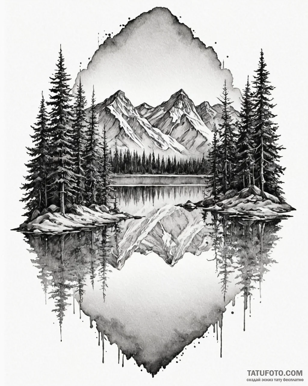 A serene, mirror-like lake in the canadian ro... - эскиз тату (№1753004542_0, 20.07.2025 09:42) — Tatufoto.com