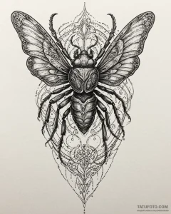 A graphic tattoo of a warrior bug from starsh... - эскиз тату (№1753004846_0, 20.07.2025 09:47) — Tatufoto.com