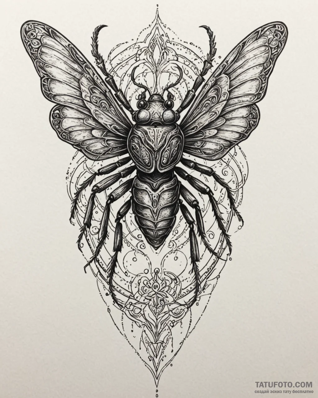 A graphic tattoo of a warrior bug from starsh... - эскиз тату (№1753004846_0, 20.07.2025 09:47) — Tatufoto.com
