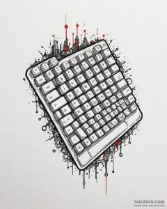 Tattoo design a gaming keyboard with custom k... - эскиз тату (№1753005014_0, 20.07.2025 09:50) — Tatufoto.com