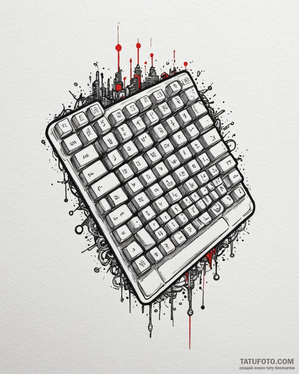 Tattoo design a gaming keyboard with custom k… — эскиз тату (№1753005014_0, 20.07.2025 09:50) — Tatufoto.com