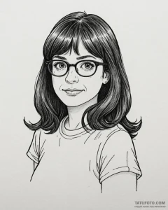 A linework tattoo of tina belcher from bob's... - эскиз тату (№1753005774_0, 20.07.2025 10:02) — Tatufoto.com