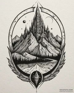 A sketch of the citadel from mass effect., in... - эскиз тату (№1753006113_0, 20.07.2025 10:08) — Tatufoto.com