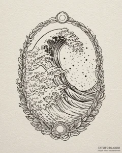 Tattoo design a small, graceful wave with sub... - эскиз тату (№1753007297_0, 20.07.2025 10:28) — Tatufoto.com