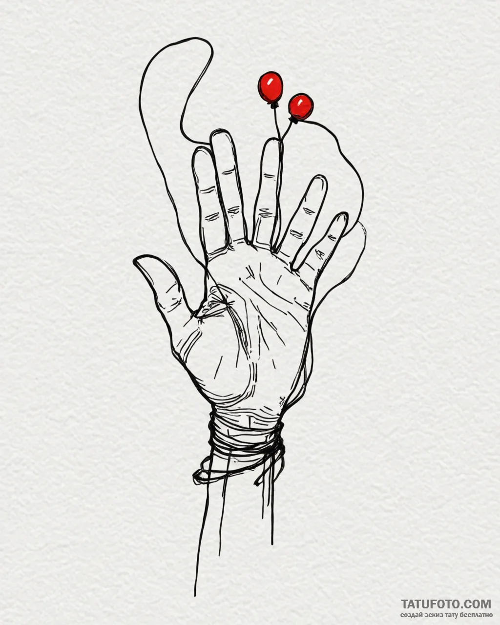 A linework tattoo of the puppeteer’s hand wit… — эскиз тату (№1753007803_0, 20.07.2025 10:36) — Tatufoto.com