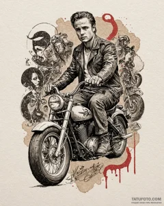 A neo-traditional tattoo of marlon brando fro... - эскиз тату (№1753007888_0, 20.07.2025 10:38) — Tatufoto.com