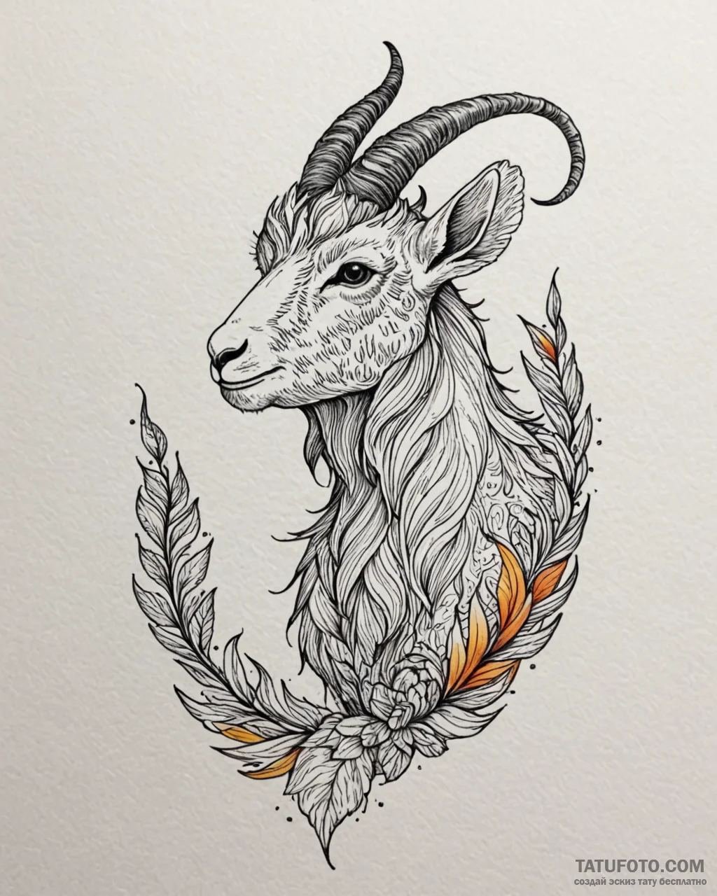 Tattoo design a realistic capricorn goat-fish... - эскиз тату (№1753008141_0, 20.07.2025 10:42) — Tatufoto.com