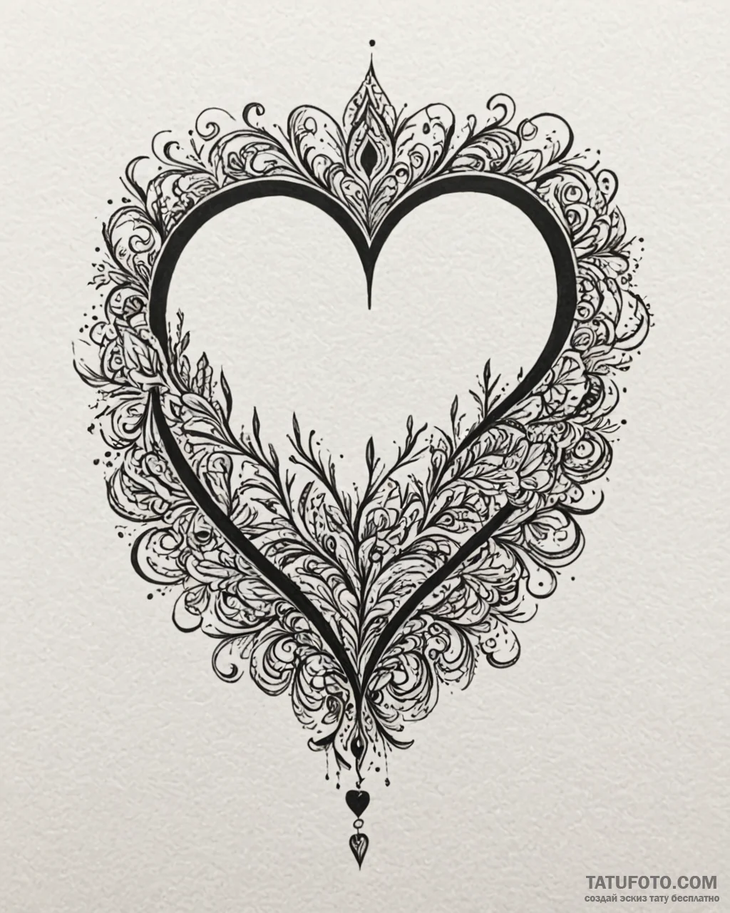 Tattoo sketch a heart silhouette made of a fa... - эскиз тату (№1753008310_0, 20.07.2025 10:45) — Tatufoto.com