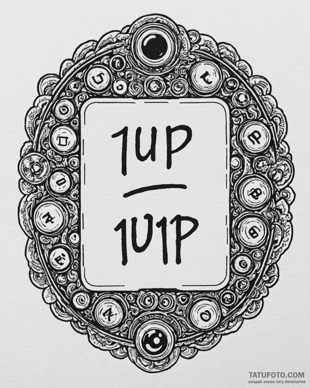 Tattoo sketch a retro arcade button with «1up… — эскиз тату (№1753008650_0, 20.07.2025 10:50) — Tatufoto.com