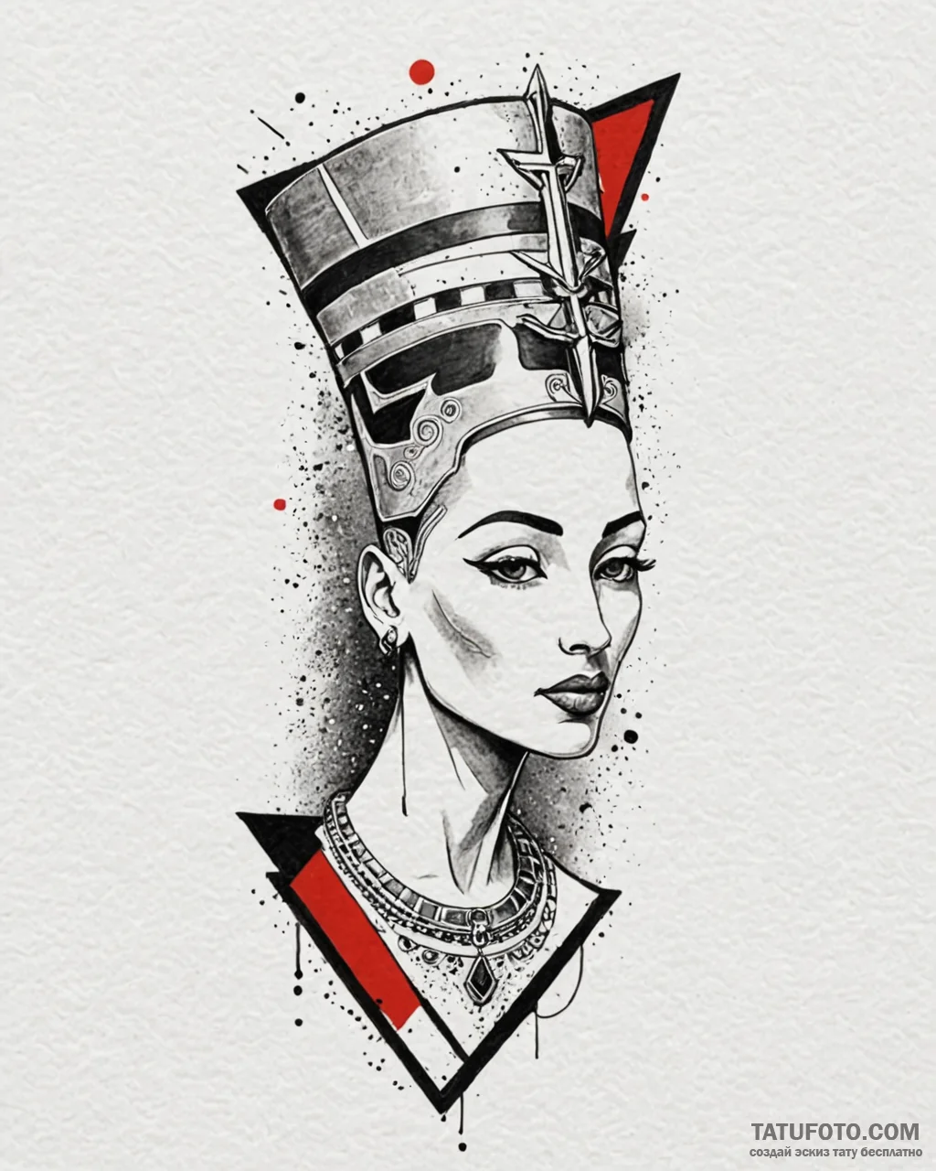 Nefertiti, tattoo line art, trash polka tatto… — эскиз тату (№1753008736_0, 20.07.2025 10:52) — Tatufoto.com