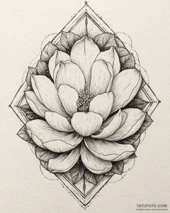 Magnolia, tattoo line art, dotwork tattoo sty... - эскиз тату (№1753009158_0, 20.07.2025 10:59) — Tatufoto.com