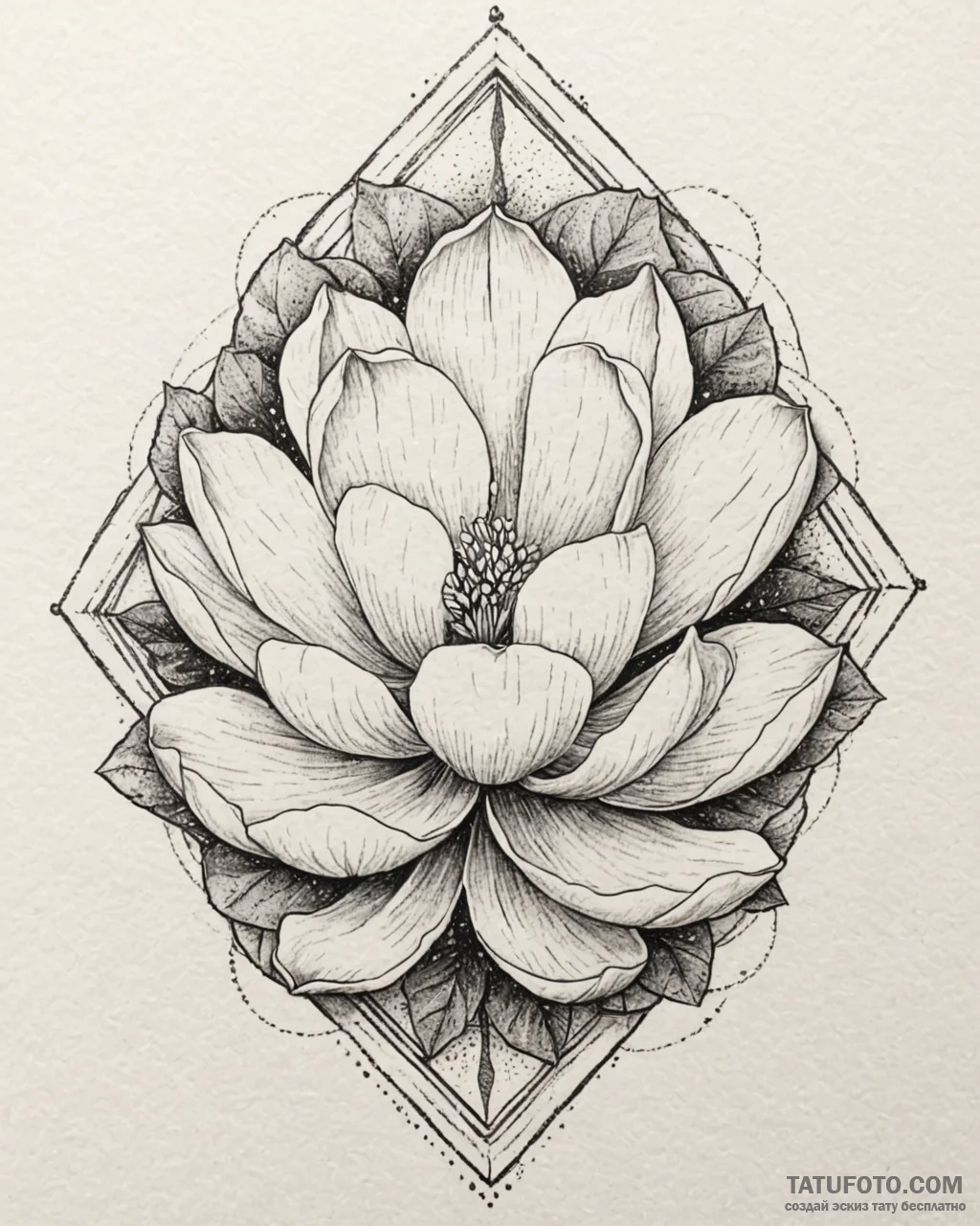 Magnolia, tattoo line art, dotwork tattoo sty... - эскиз тату (№1753009158_0, 20.07.2025 10:59) — Tatufoto.com