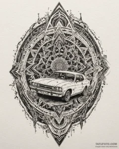 A trash polka tattoo of the car crash scene f... - эскиз тату (№1753010425_0, 20.07.2025 11:20) — Tatufoto.com