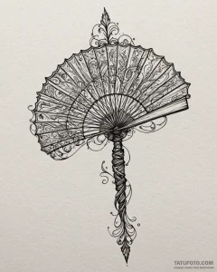 Tattoo design a small, ornate fan., tattoo li... - эскиз тату (№1753010510_0, 20.07.2025 11:21) — Tatufoto.com