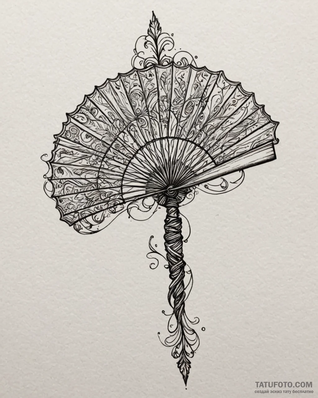 Tattoo design a small, ornate fan., tattoo li… — эскиз тату (№1753010510_0, 20.07.2025 11:21) — Tatufoto.com