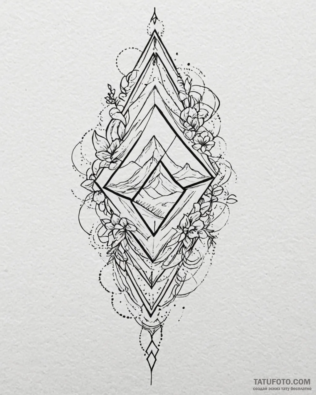 Tattoo sketch a «level up» icon with abstract… — эскиз тату (№1753011271_0, 20.07.2025 11:34) — Tatufoto.com