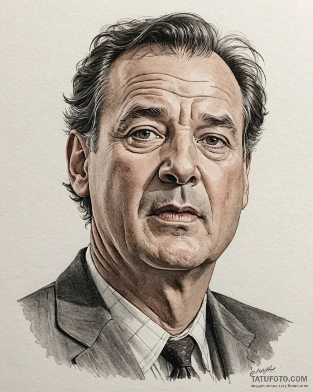 A neo-traditional portrait of bill murray fro... - эскиз тату (№1753011525_0, 20.07.2025 11:38) — Tatufoto.com