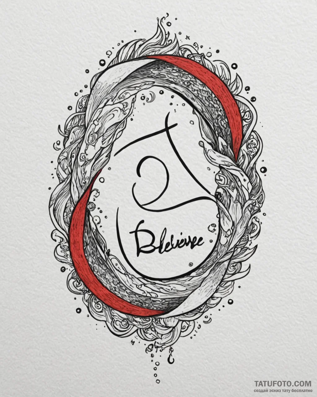Tattoo design «i believe» text for pisces, wi… — эскиз тату (№1753012539_0, 20.07.2025 11:55) — Tatufoto.com