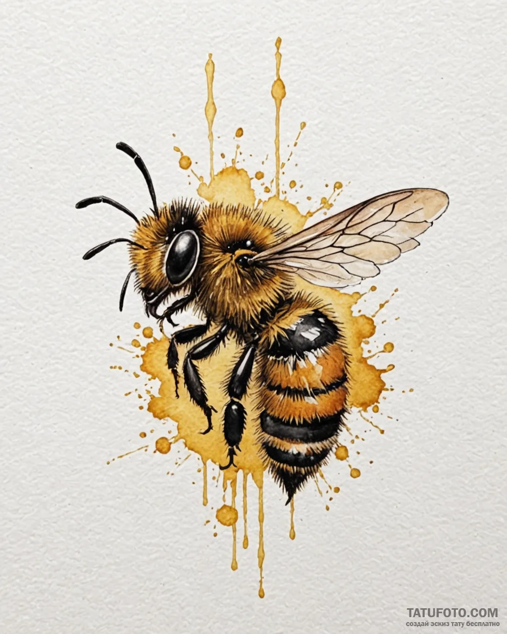 A close-up of a bee covered in pollen., conce… — эскиз тату (№1753012792_0, 20.07.2025 11:59) — Tatufoto.com