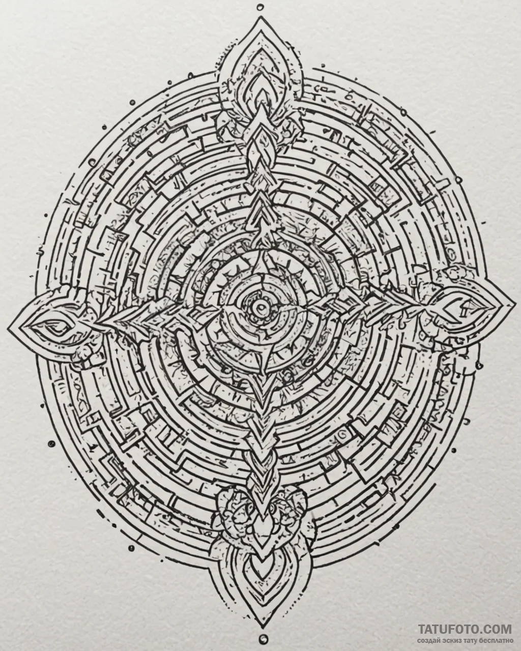 Tattoo sketch a labyrinth where the center is… — эскиз тату (№1753012877_0, 20.07.2025 12:01) — Tatufoto.com
