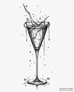 A shot of a glass of champagne, with bubbles... - эскиз тату (№1753013215_0, 20.07.2025 12:06) — Tatufoto.com