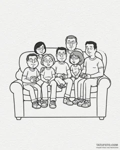 A sketch of the main characters from family g... - эскиз тату (№1753013553_0, 20.07.2025 12:12) — Tatufoto.com