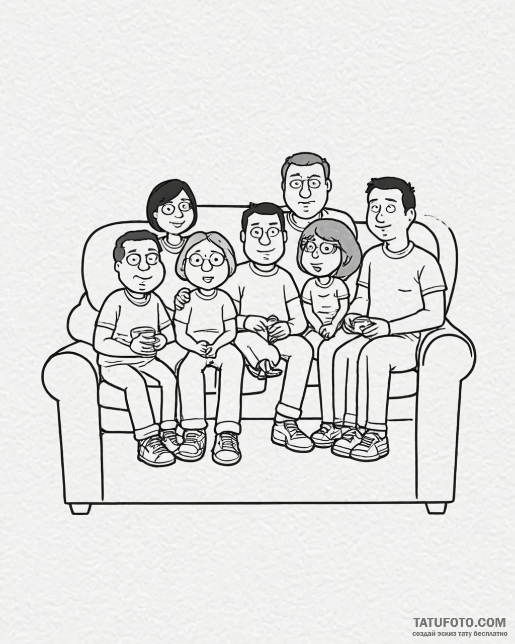 A sketch of the main characters from family g... - эскиз тату (№1753013553_0, 20.07.2025 12:12) — Tatufoto.com