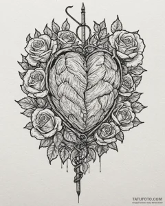 Tattoo design a knitting needle and yarn form... - эскиз тату (№1753013637_0, 20.07.2025 12:13) — Tatufoto.com
