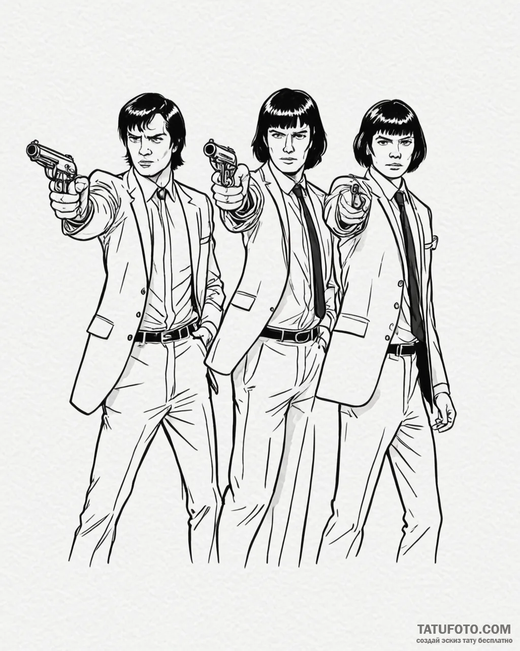 A graphic novel panel of jules and vincent fr... - эскиз тату (№1753013891_0, 20.07.2025 12:18) — Tatufoto.com